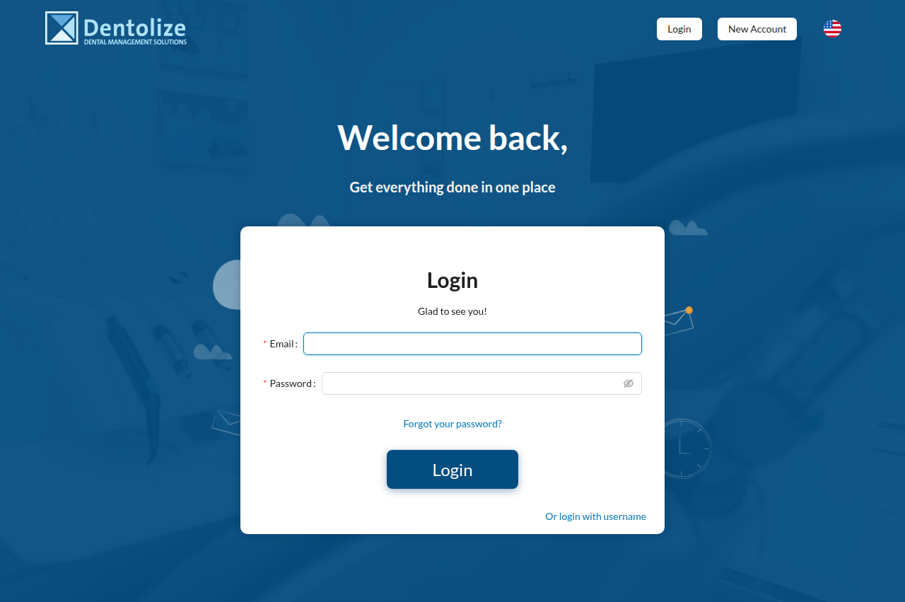 The branch sandbox login. QA reviewers and the agent sign in here with the seeded roster (owner, doctor, receptionist, accountant, HR manager) — all sharing one password.
