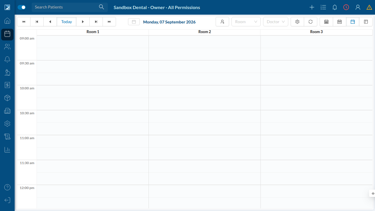 Calendar / appointment scheduling screen in the PR sandbox