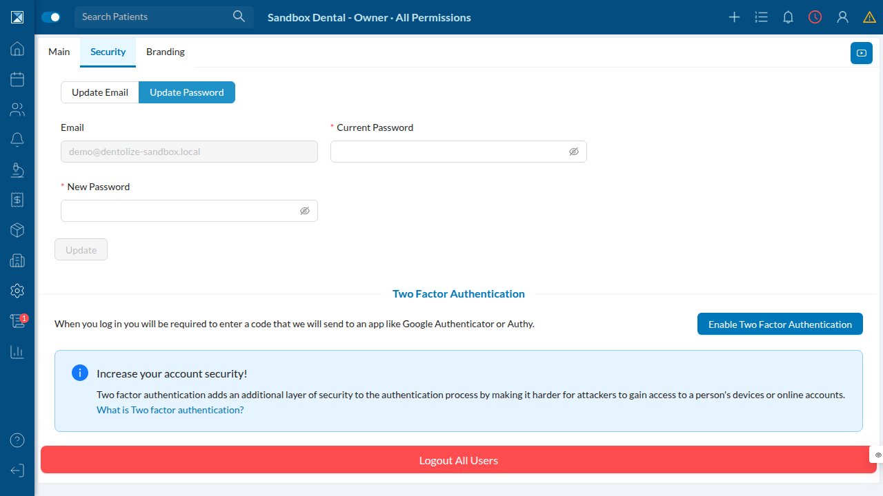 Update Password form