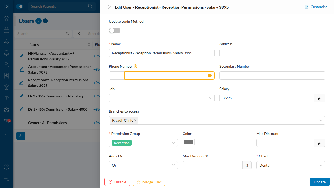 Edit User form