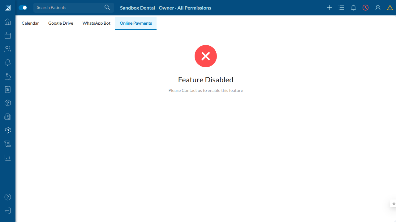 Online Payments settings (disabled in this sandbox)