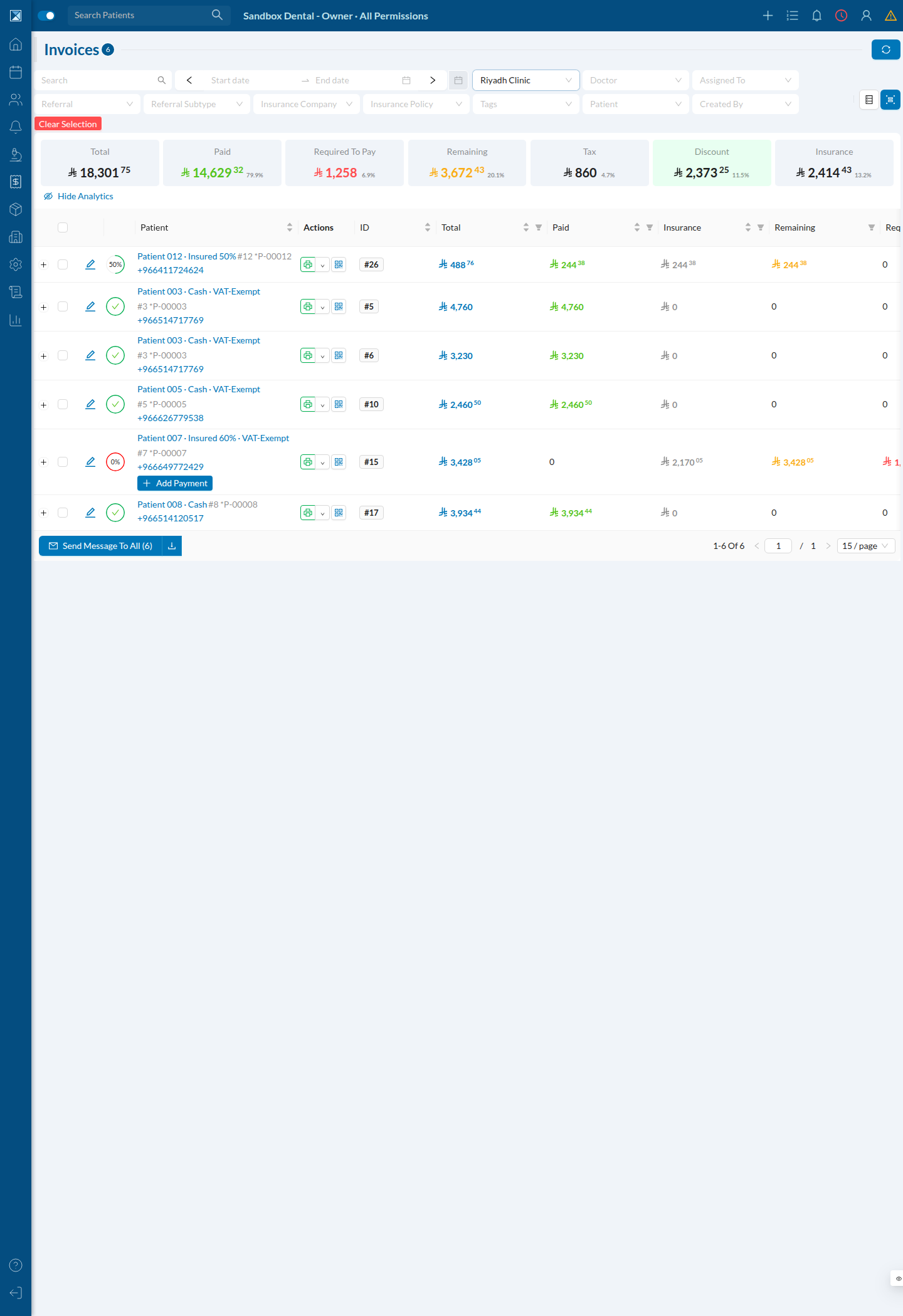 Filtered to discounted invoices: Total ₺18,301.75, Discount ₺2,373.25 · 11.5%.