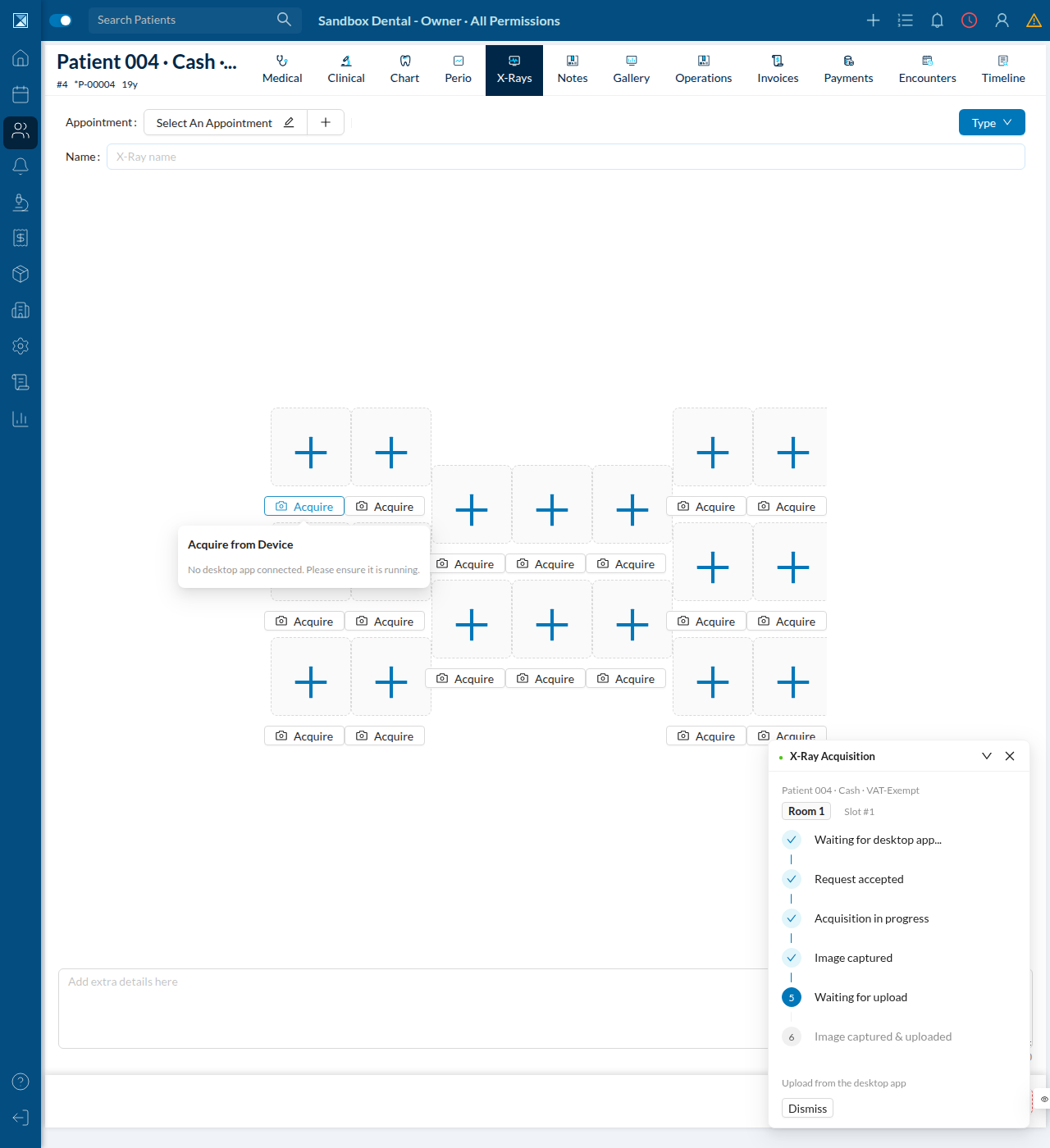 Acquire from Device popover showing